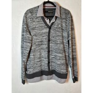 Blue Guru Mens‎ Gray Sweater M Pullover Long Sleeve Fake Button Down Undershirt